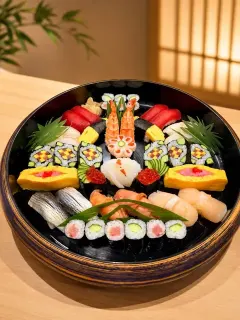 Combinado de sushi preparado pelo chef William Utida
